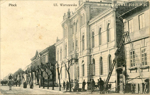 Płock. Ulica Warszawska. Awers starej pocztówki.