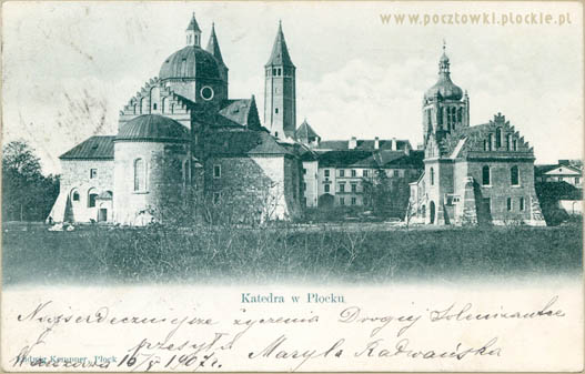 Katedra w Płocku. Awers kartki pocztowej.